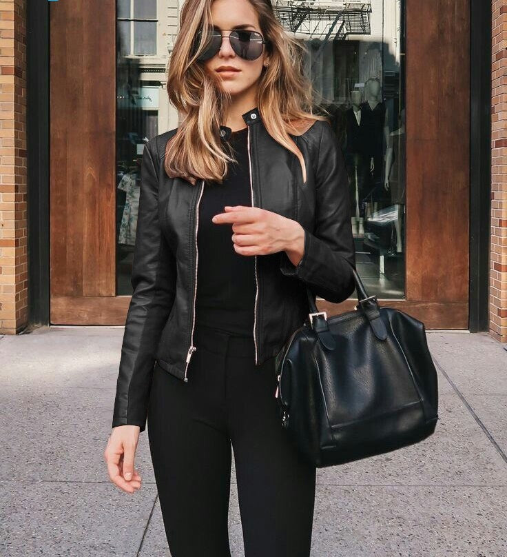 GR Leather Jacket | Elegant leather-look jacket for women