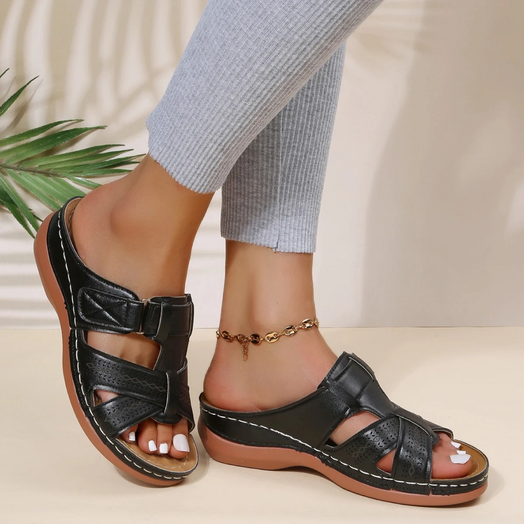 GR | Orthopedic leather sandals for women with open toe