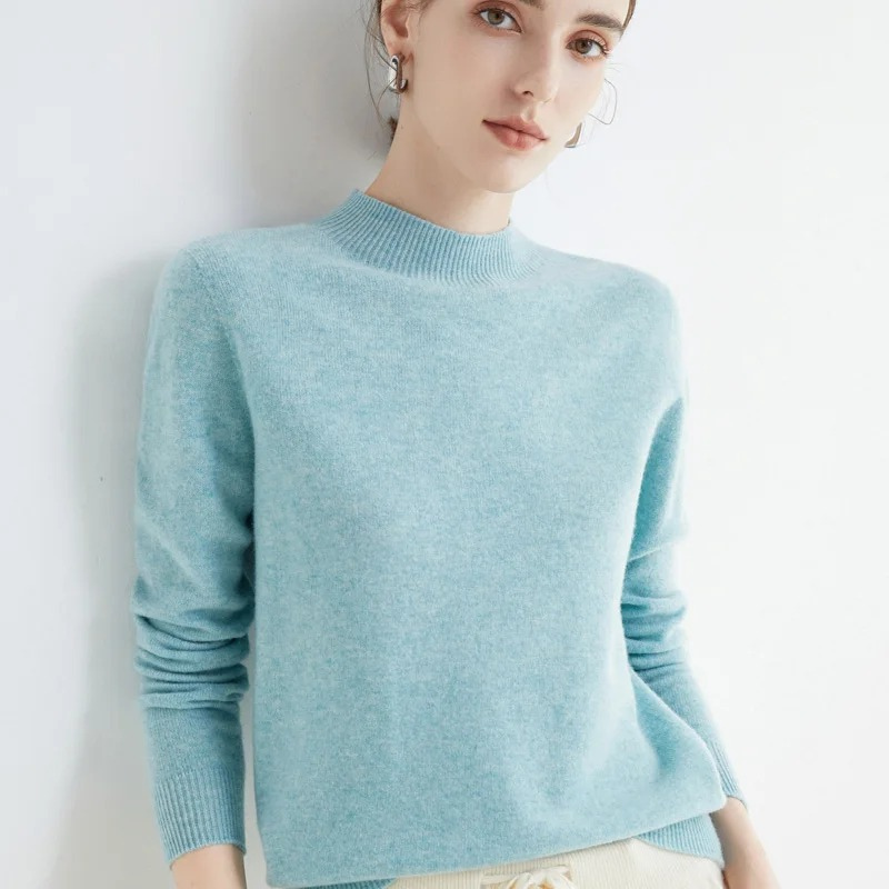 GR | Women's Cashmere Round Neck Sweater - Soft and Lightweight Knit Sweater
