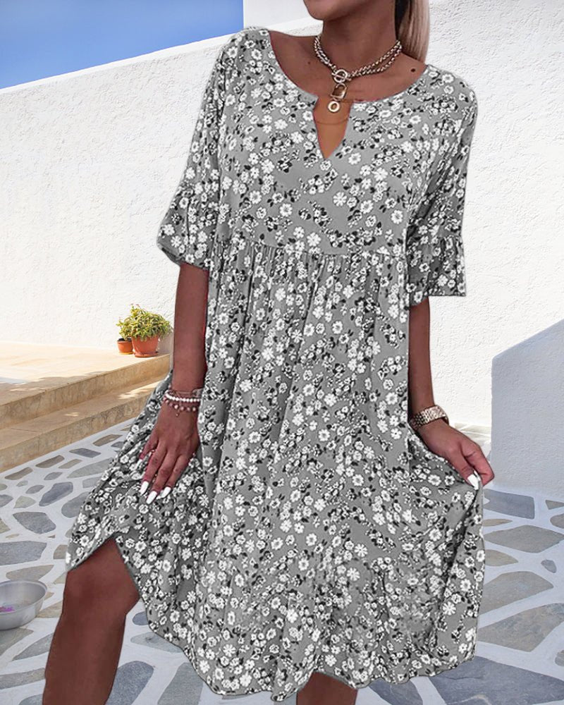 GR | Damen Sommerkleid Mit Blumenmuster Trendy Damenkleid