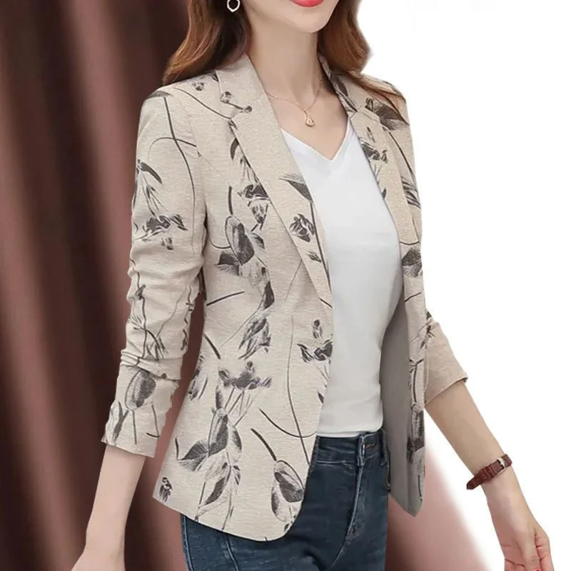 GR | Women's Floral Pattern Blazer Perfect for Spring and Summer