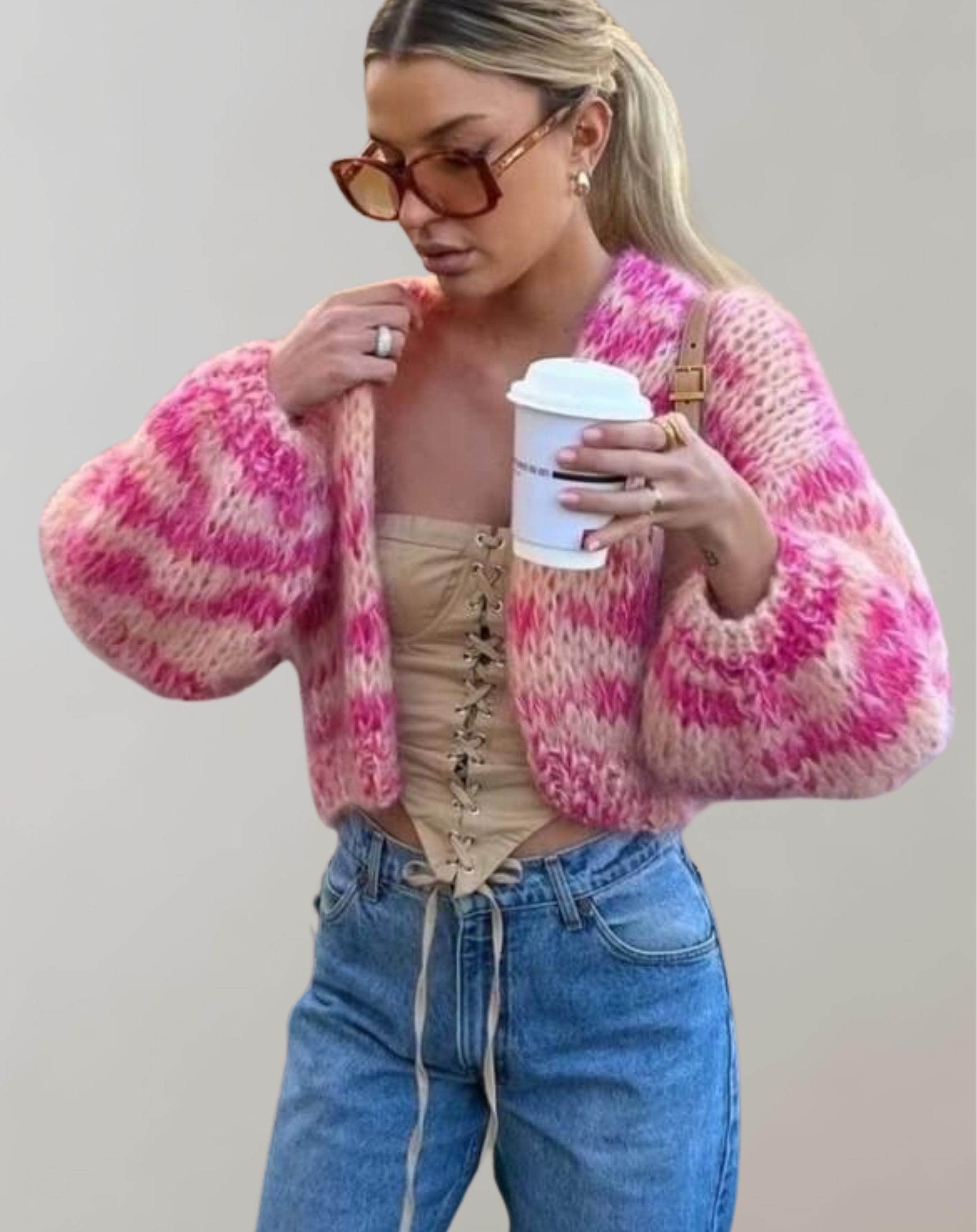 GR | Übergroße Und Bunte Strickjacke