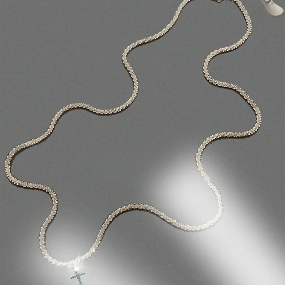 GR | Sterling Silver Cross Cubic Zirconia Necklace for Women