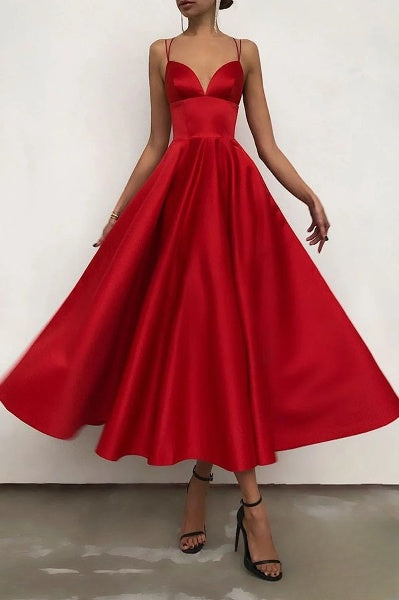 GR | elegantes Midi-Kleid mit Spaghettiträgern für besondere Anlässe