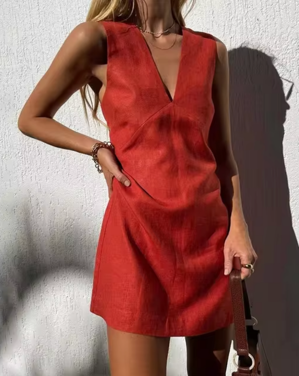 GR | Mini Kleid Ohne Ärmel aus Leinen