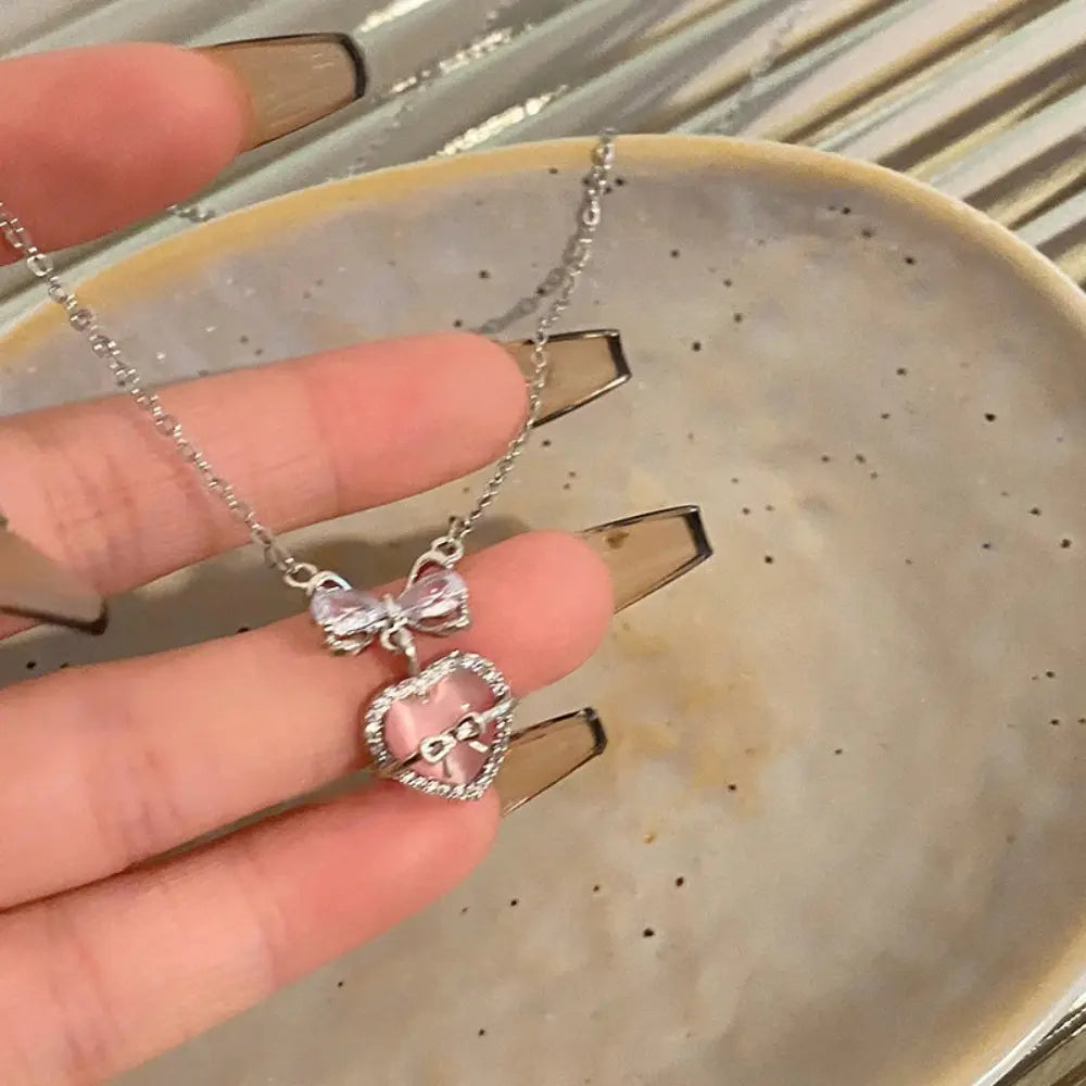 GR | Bow Angel Wing Heart Pendant Necklace for Women