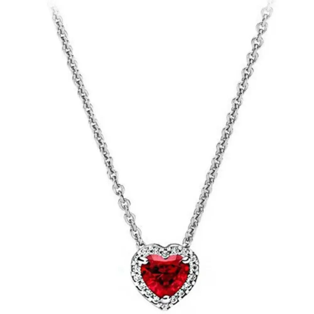 GR | Sterling Silver Eye-Blinding Heart-Shaped Pendant Necklace for Women
