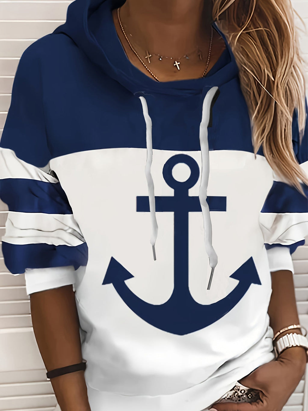 GR | Colorblock-Hoodie mit Anker-Print