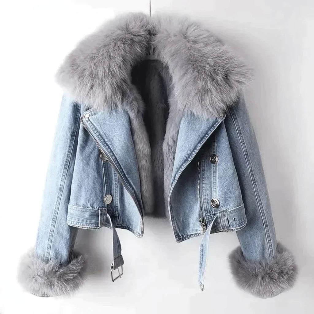 Elegance Denim & Fur Coat