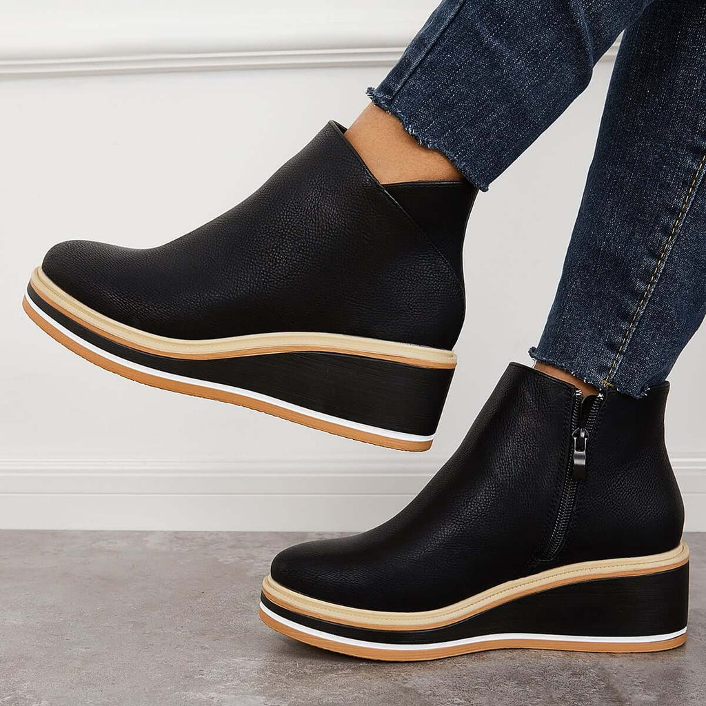 GR - Stylish ankle boots with zipper and platform