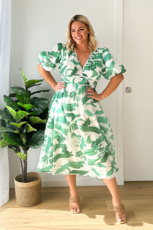 GR | Real Love Print Puff Sleeve Maxi Dress