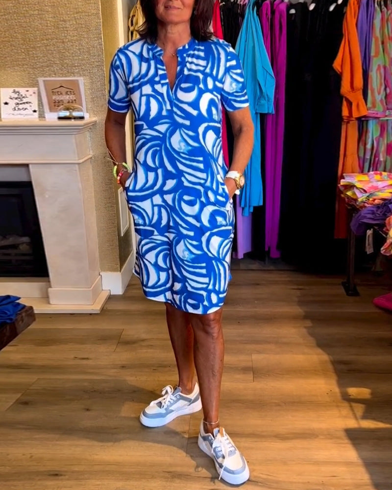 GR | Casual short-sleeved dress with print