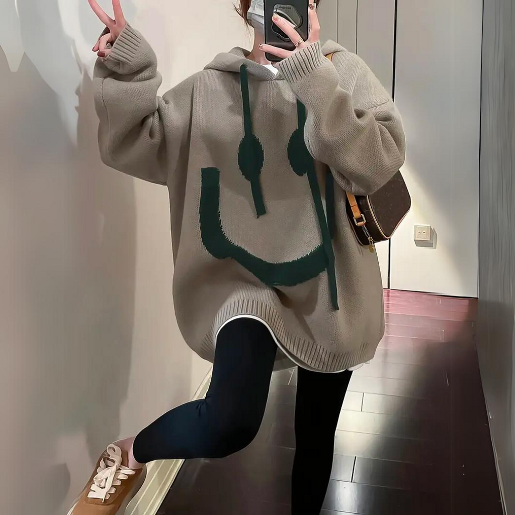 GR | Hoodie Mit Smiley-Print Für Frauen