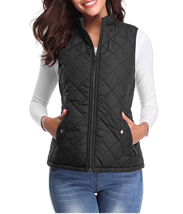 GR | Quilted zip-up vest with pockets for women