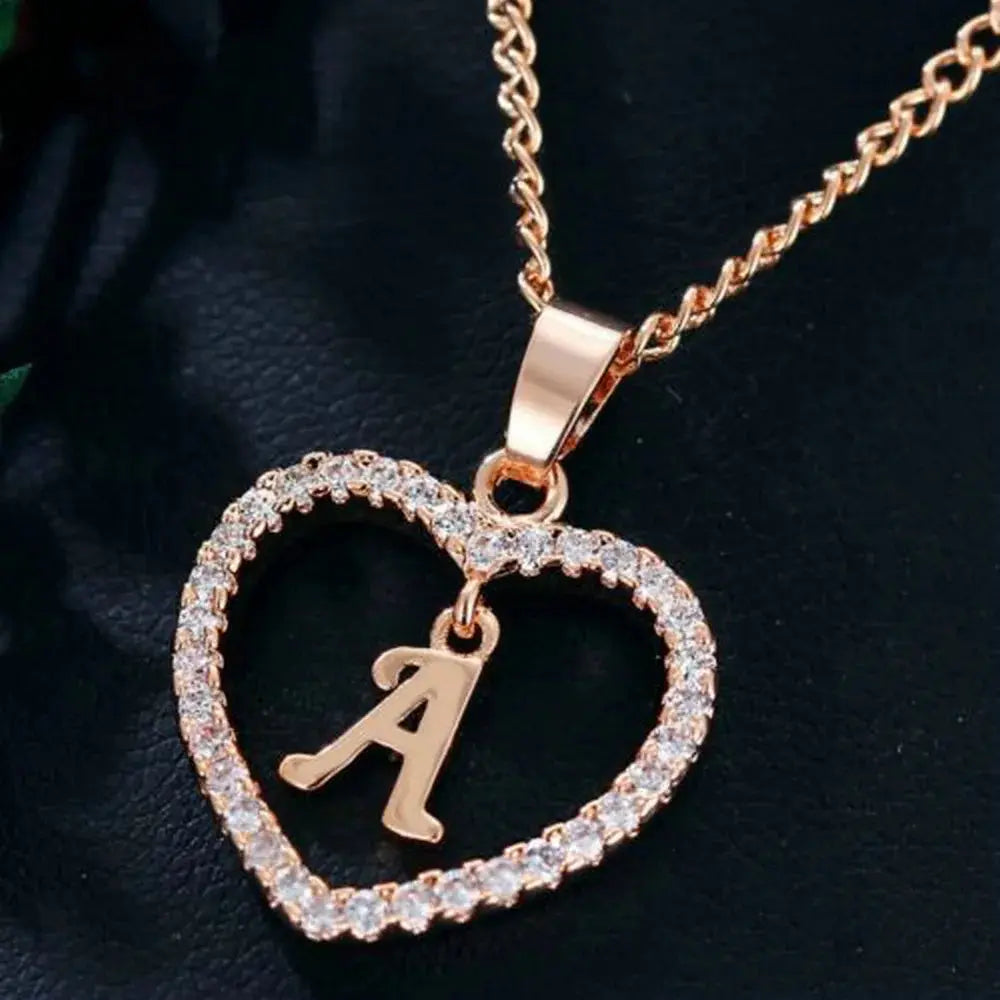 GR | Letter Zircon Love Necklace Jewelry Pendant