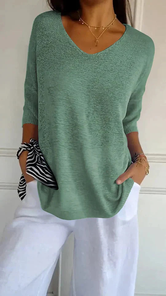 GR  | Bequemes Damen-Stricktop mit V-Ausschnitt