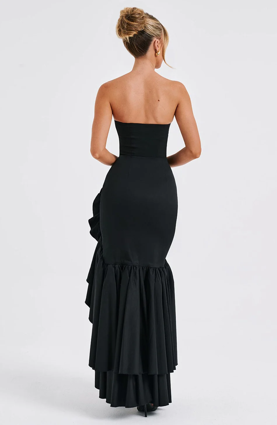 Ruffled high-slit dress