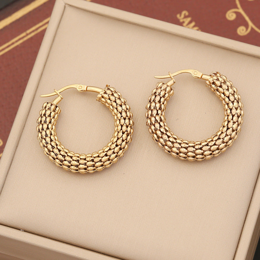 GR | Metal Exaggerated Stainless Steel Stud Earrings