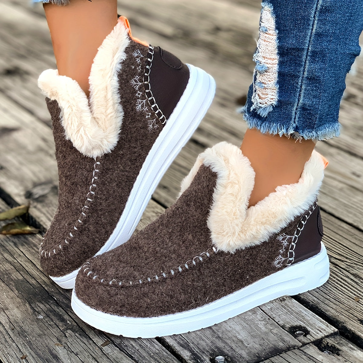 GR | Cozy winter slippers for women: fleece lining, PU sole and soft fabric construction