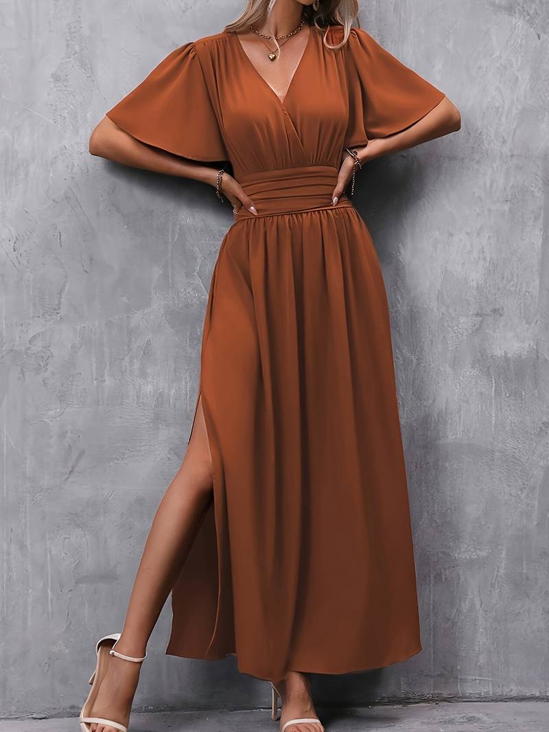 GR | Wickeloptik Plissierter Taillenkleid