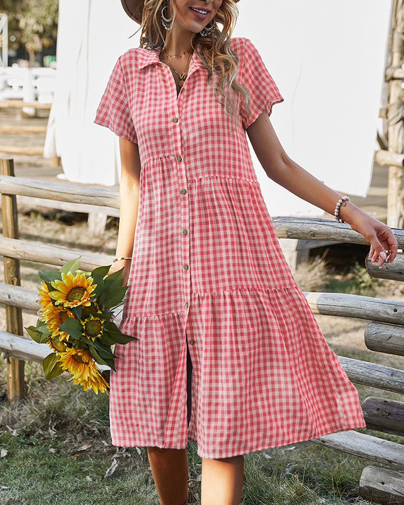 GR | Lässiges kariertes Hemdkleid