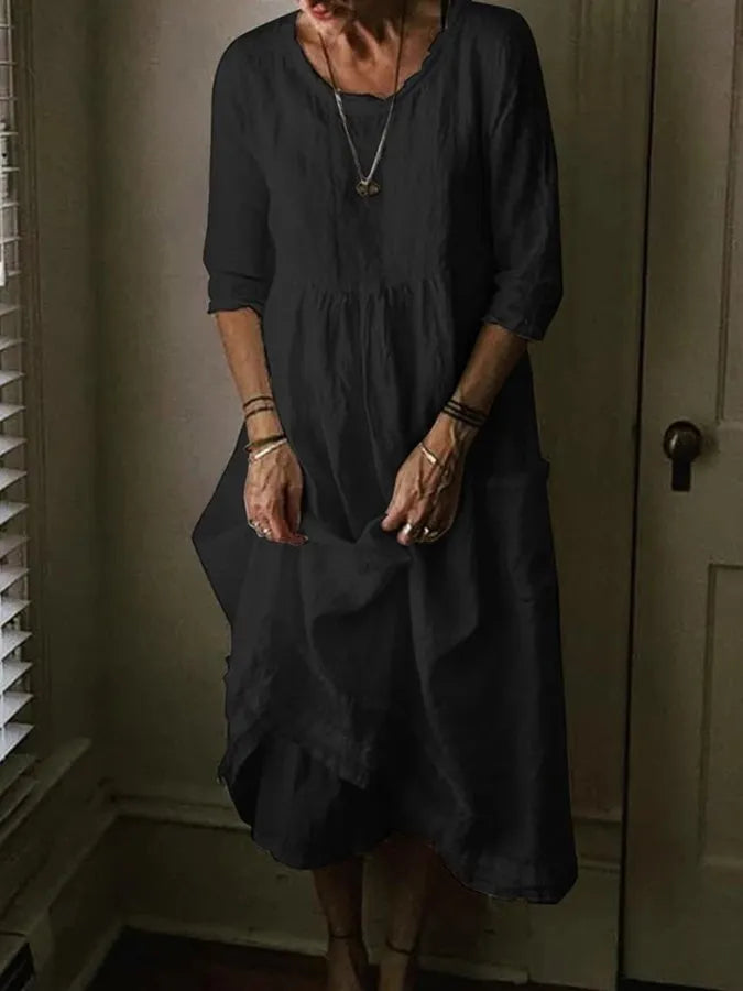 GR | stilvolles Leinenkleid für Frauen: elegante Schlichtheit trifft auf Komfort