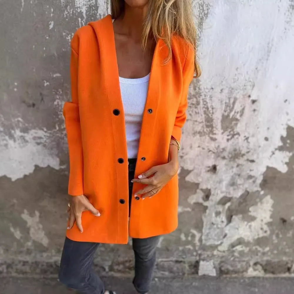 GR | Casual single-breasted cardigan with hood