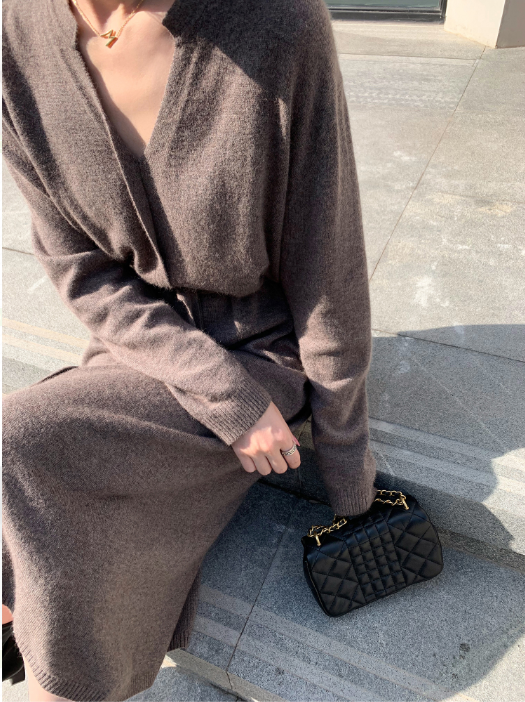 GR | Stilvolle Herbst Schicke Lange Ärmel Pullover Kleid Für Frauen