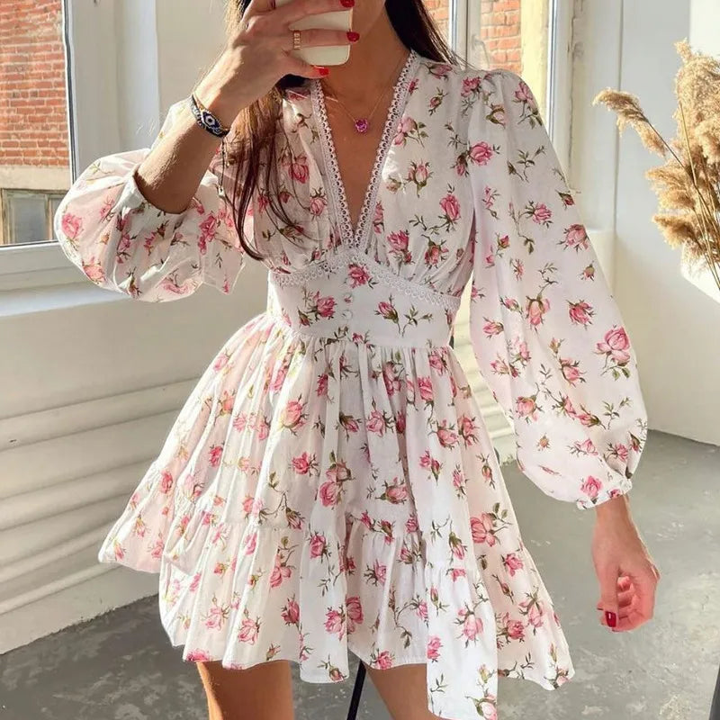 GR | Floral Summer Dress with Long Sleeves for Women