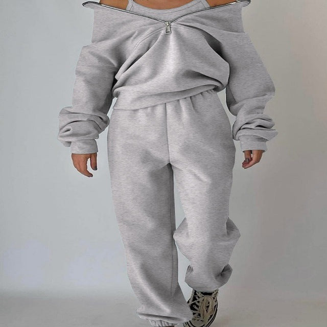 GR sweatshirt and trousers for women's clothing with zipper 