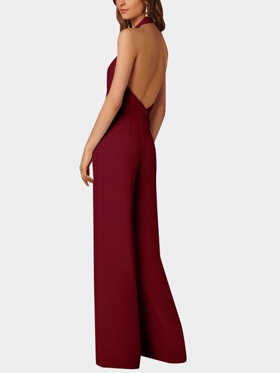 GR | Deep V-neck Sleeveless Wide Leg Jumpsuit