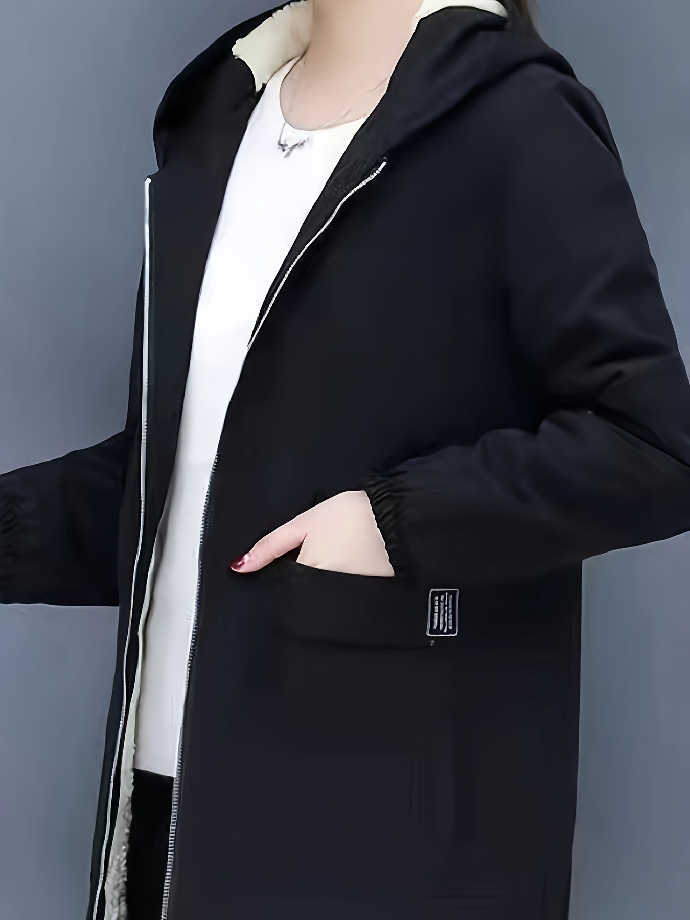 GR | Kapuzenmantel für Damen - schwarze Freizeitjacke