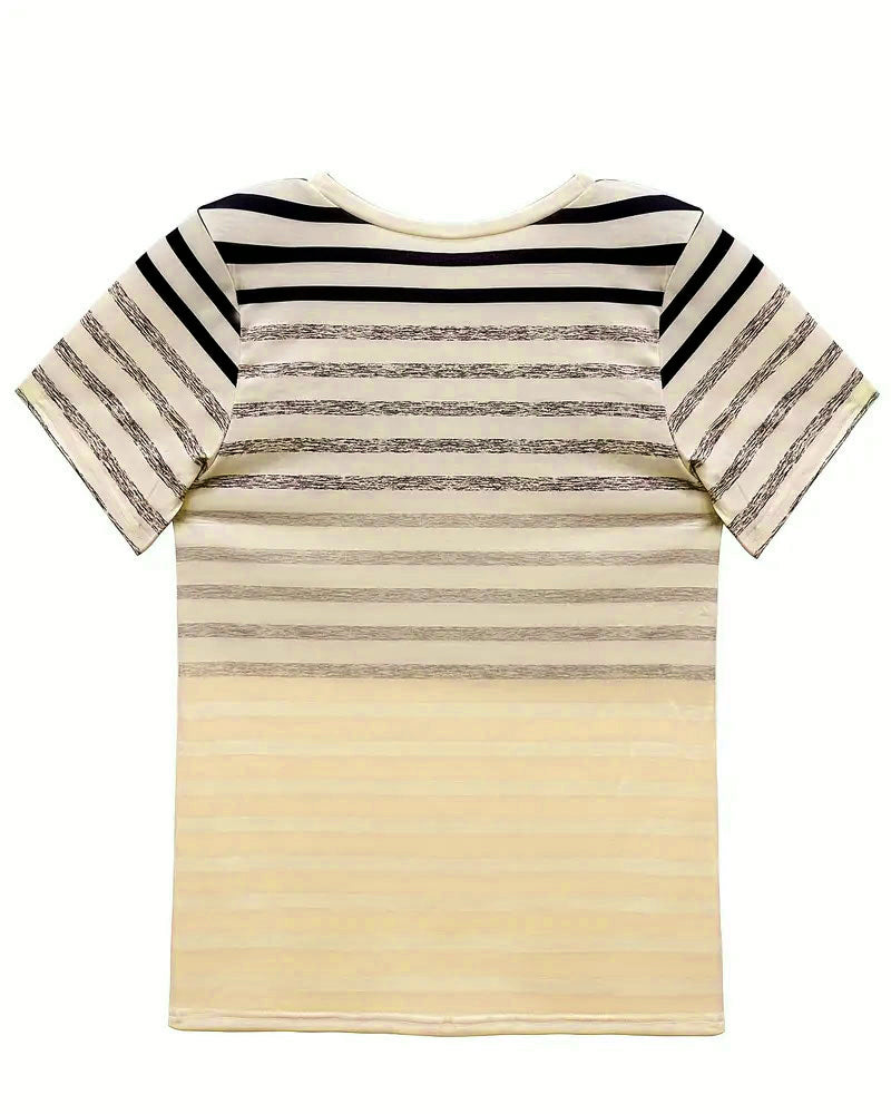 GR | T-Shirt Rundhals Kurzarm Gestreift