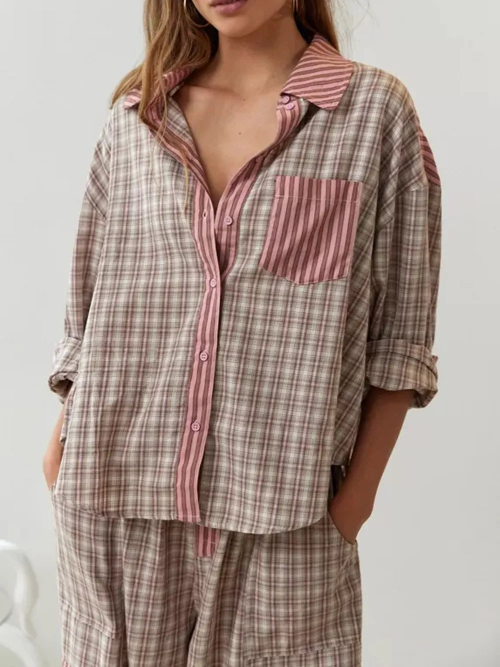 GR | 2-piece casual pajama set - relaxed women's sleepwear