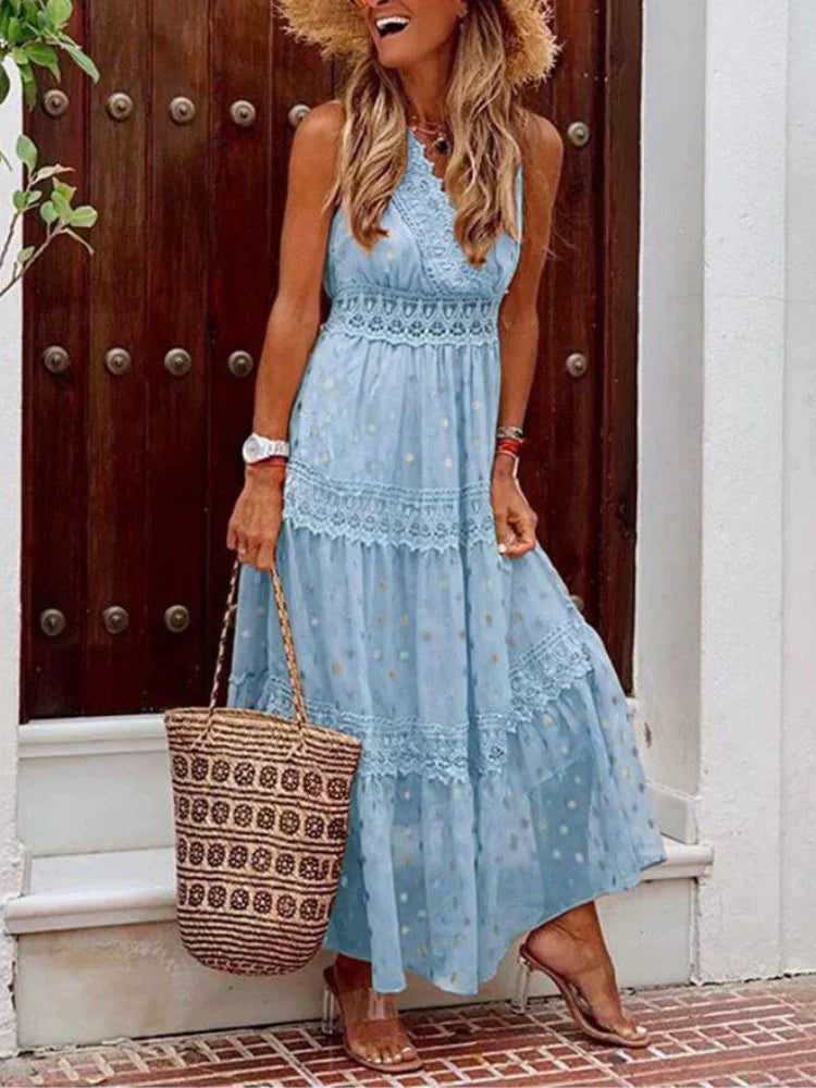 GR | Stilvolle Lange Kleid Mit Spitzen Details
