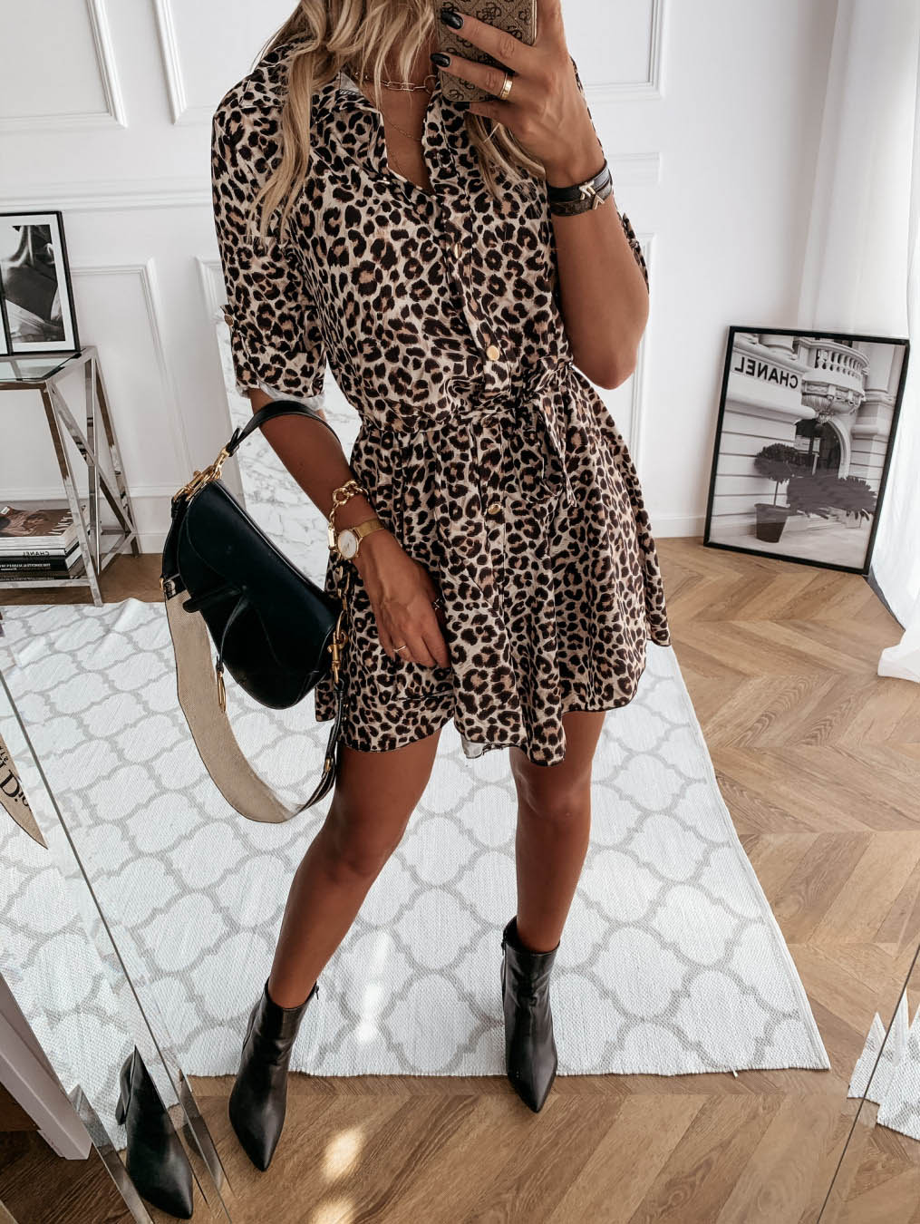 GR | Wickel vorne Kurzarm Mini Kleid