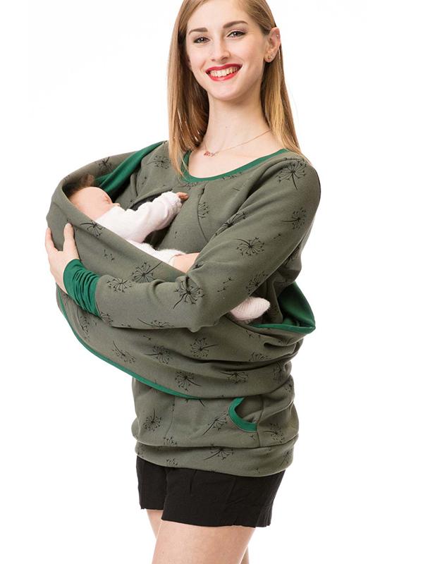 GR | Maternity chaps, nurse sweatshirts, floral print, pockets, zipper, nursing wear