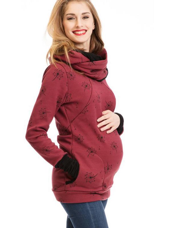 GR | Maternity chaps, nurse sweatshirts, floral print, pockets, zipper, nursing wear