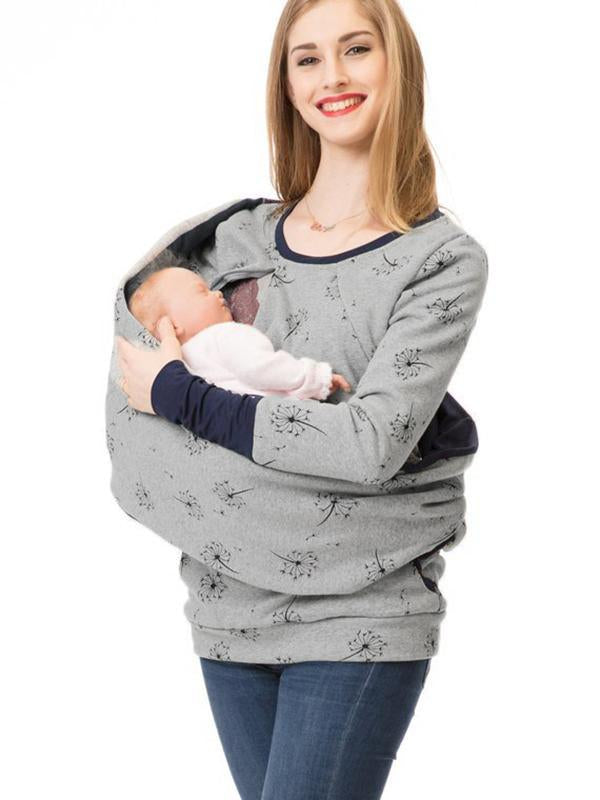 GR | Maternity chaps, nurse sweatshirts, floral print, pockets, zipper, nursing wear