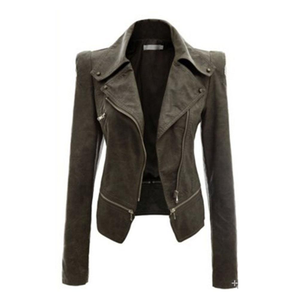 GR - Women's asymmetrical zip-up motorcycle jacket with a tailored cut