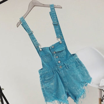 GR | Denim Baumwolle Träger Shorts Lose Overall Romper