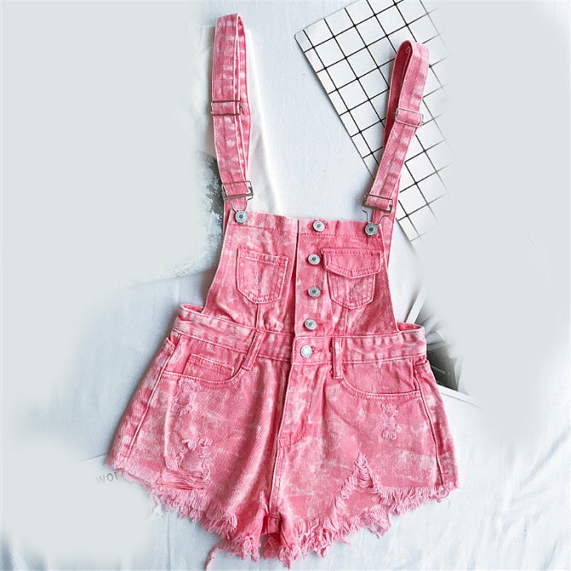 GR | Denim Baumwolle Träger Shorts Lose Overall Romper