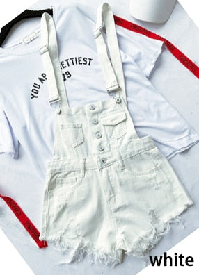 GR | Denim Baumwolle Träger Shorts Lose Overall Romper