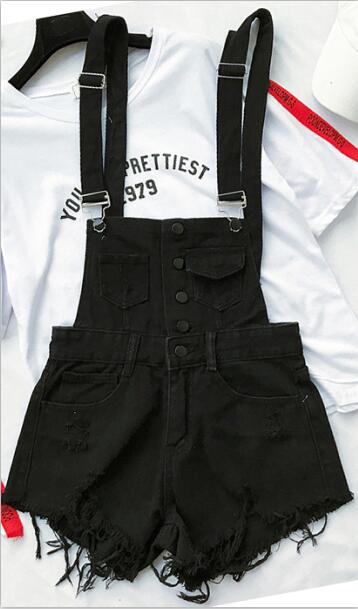 GR | Denim Baumwolle Träger Shorts Lose Overall Romper