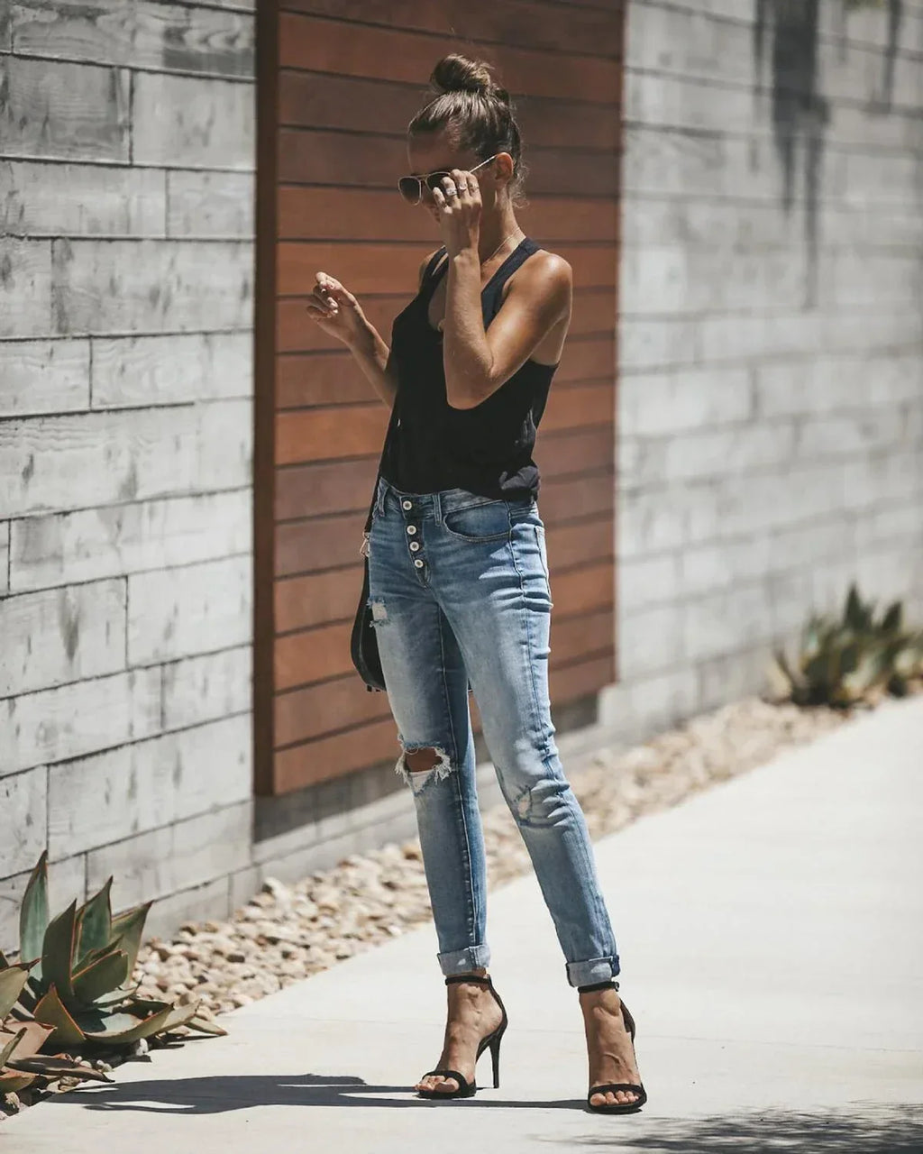 GR - Hellblaue zerrissene Jeans