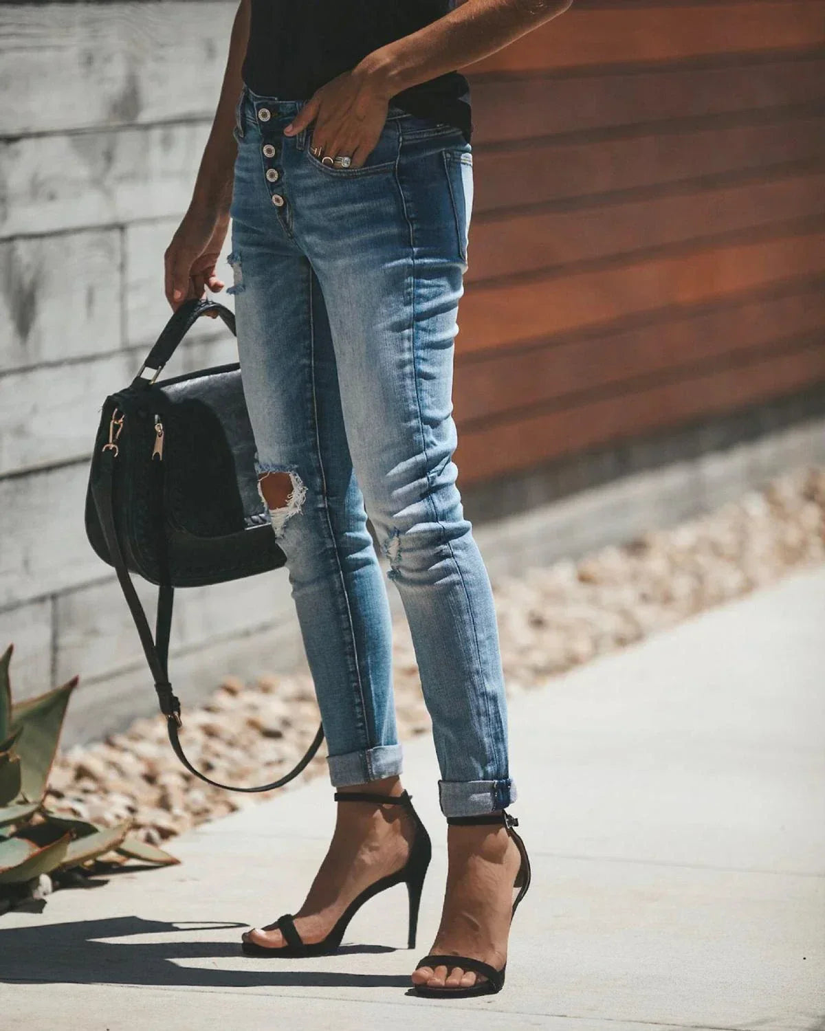 GR - Hellblaue zerrissene Jeans