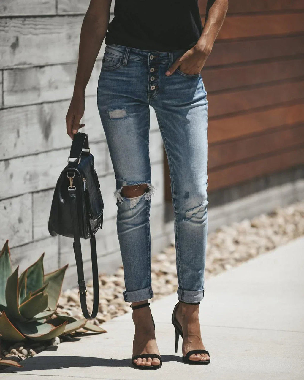 GR - Hellblaue zerrissene Jeans