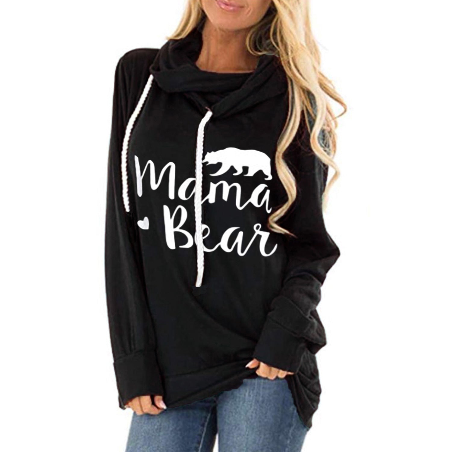 Damen lässiges Kapuzenshirt mit tiefem Ausschnitt und einzigartigem Druck GR