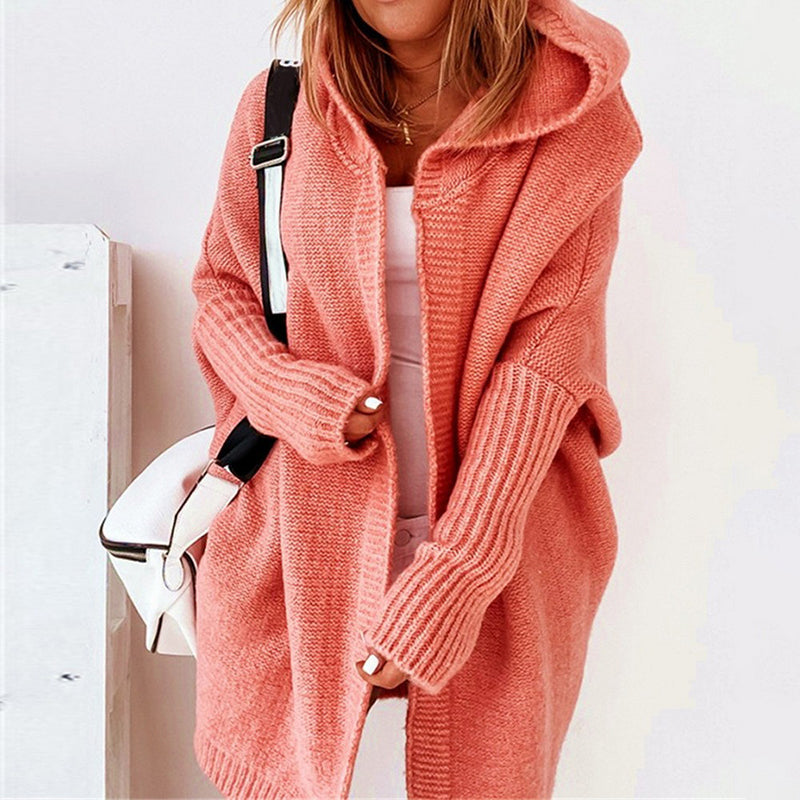 GR | Langarm Offene Strickjacke mit Kapuze