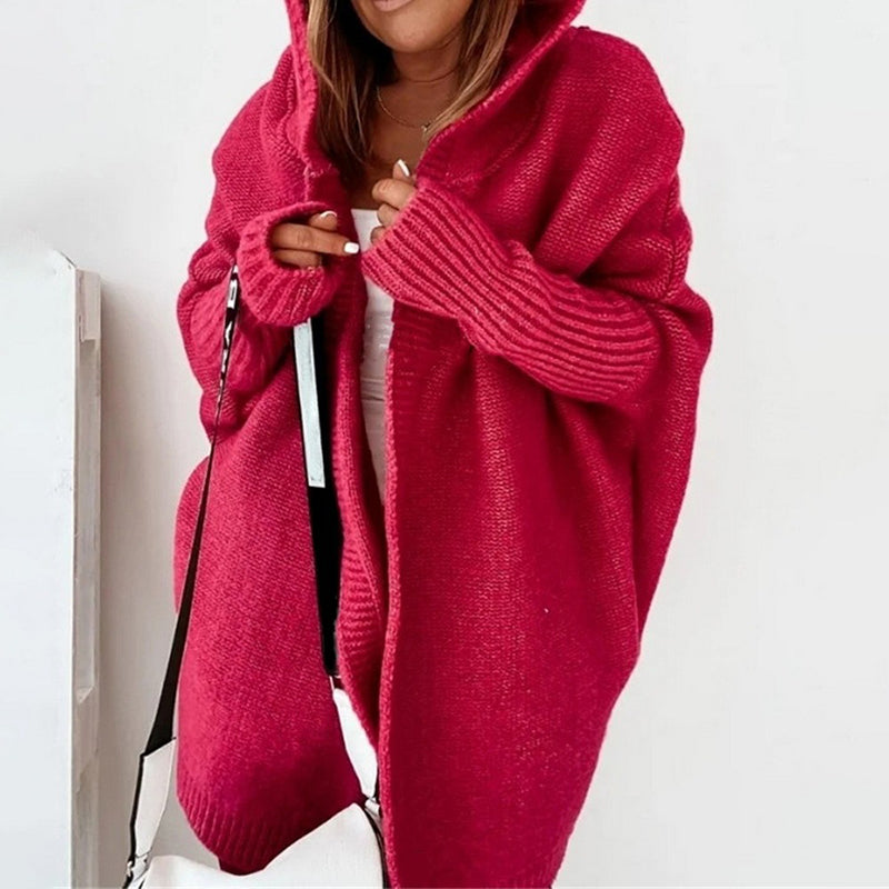 GR | Langarm Offene Strickjacke mit Kapuze